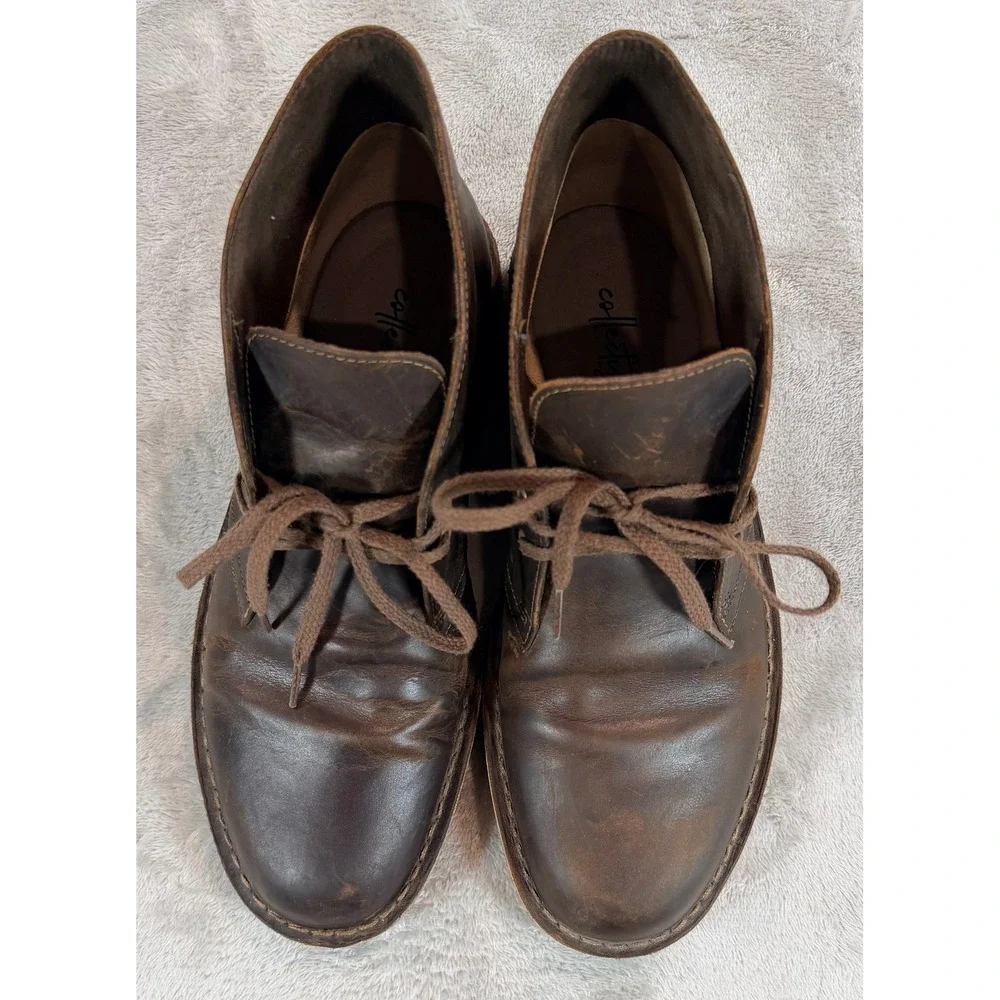 Clarks Collection Mens Shepton Brown Leather Ankle Chukka Boots Size 9